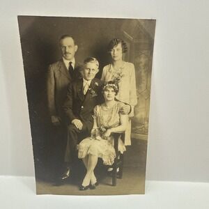 Vintage 1920s Wedding Portrait Photo Couple & Family Antique Original 4x6